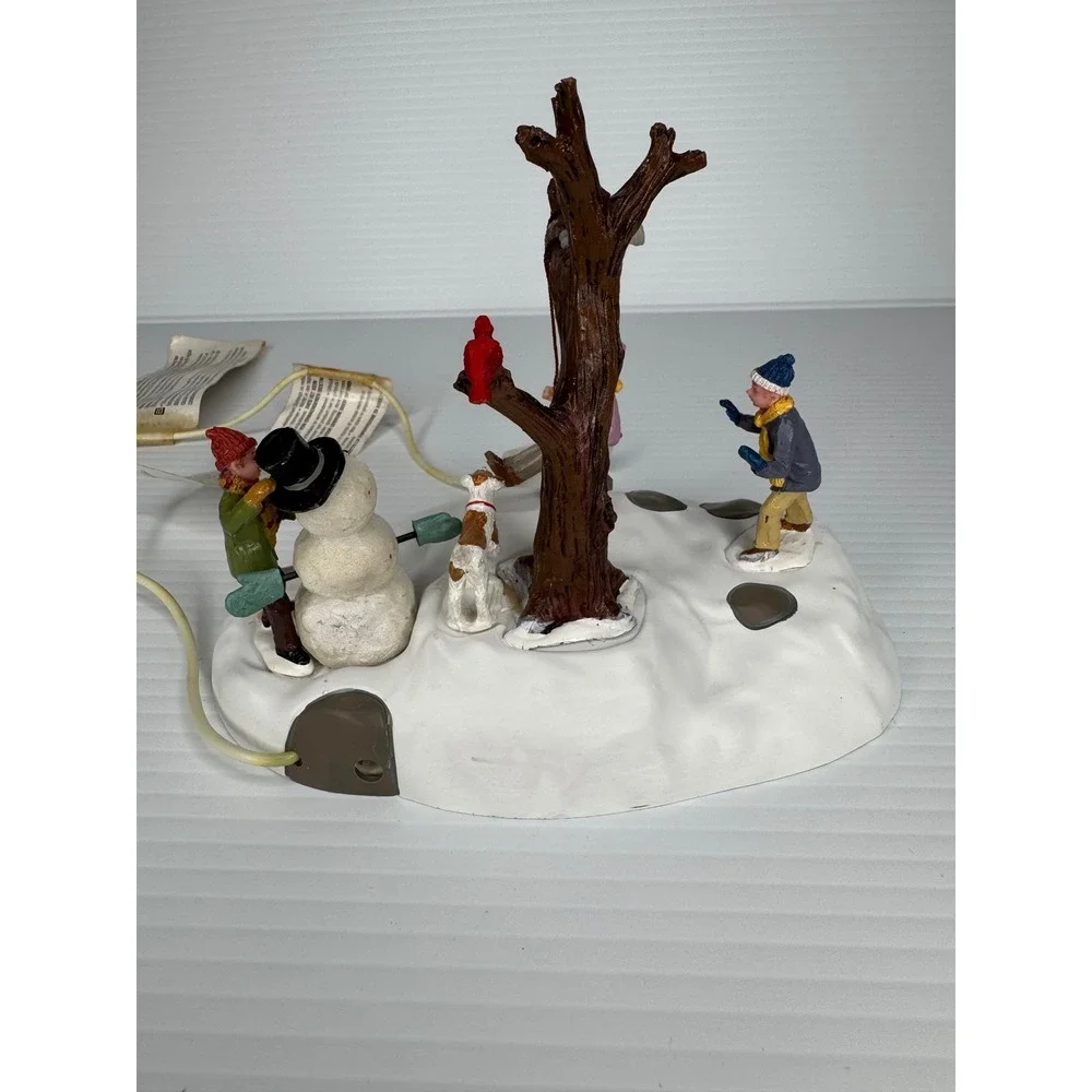 Lemax Tire Swing Twirl 84354 Animated Christmas Village Tabletop Snowman Dog